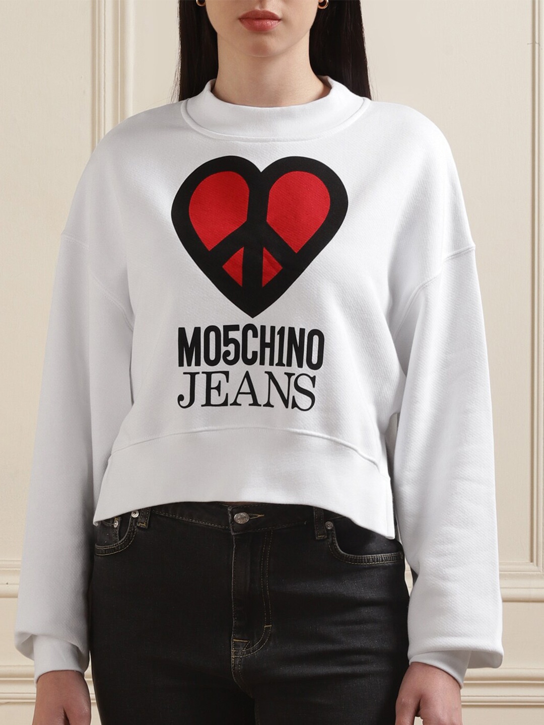 

MOSCHINO COUTURE Graphic Printed Pullover Sweatshirt, White