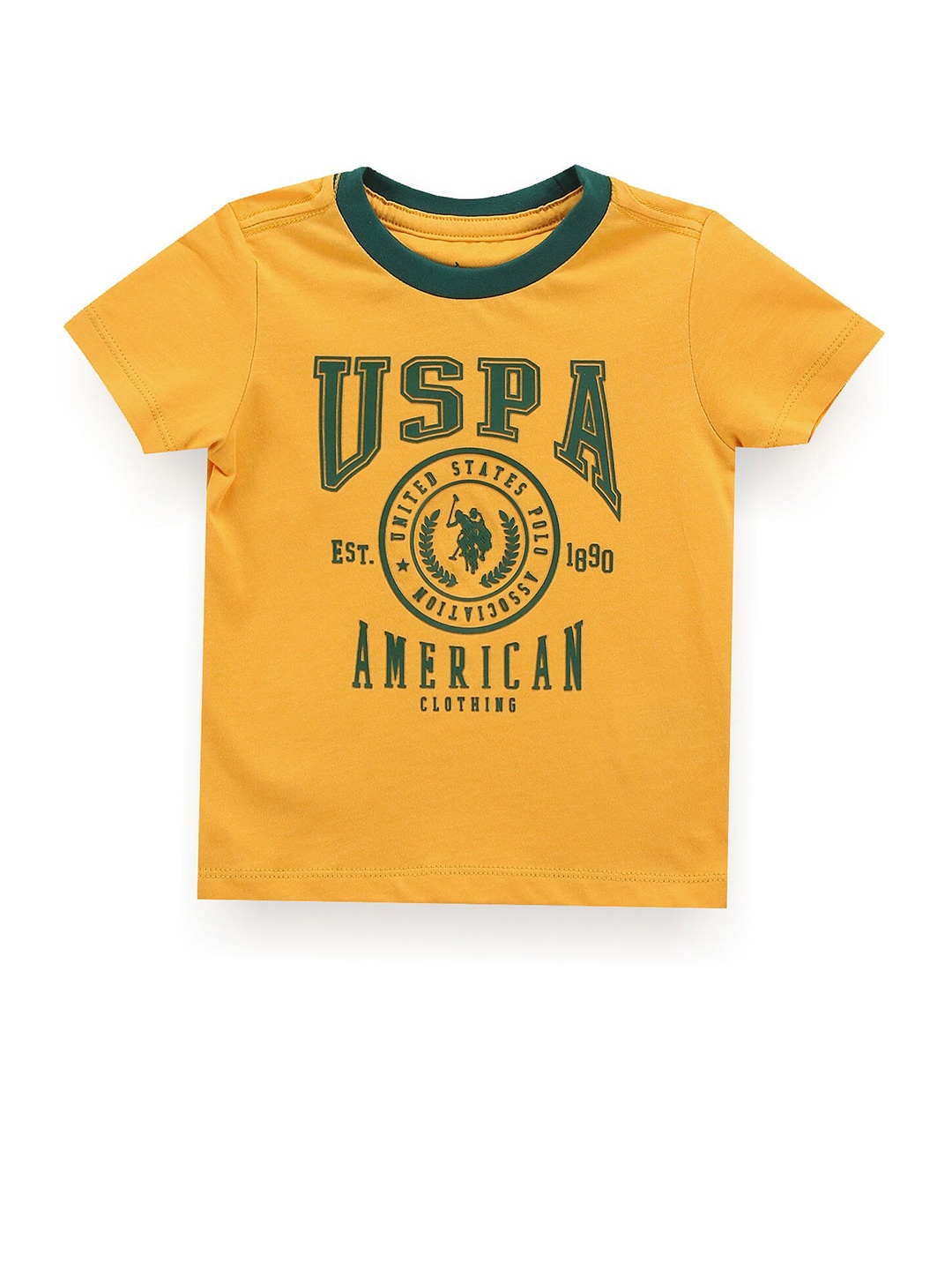 

U.S. Polo Assn. Kids Boys Brand Logo Printed Round Neck T-shirt, Orange