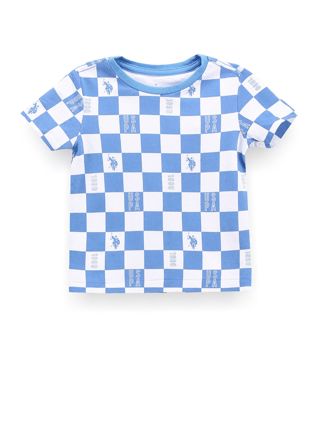 

U.S. Polo Assn. Kids Boys Brand Logo Printed Round Neck Pure Cotton T-shirt, Blue