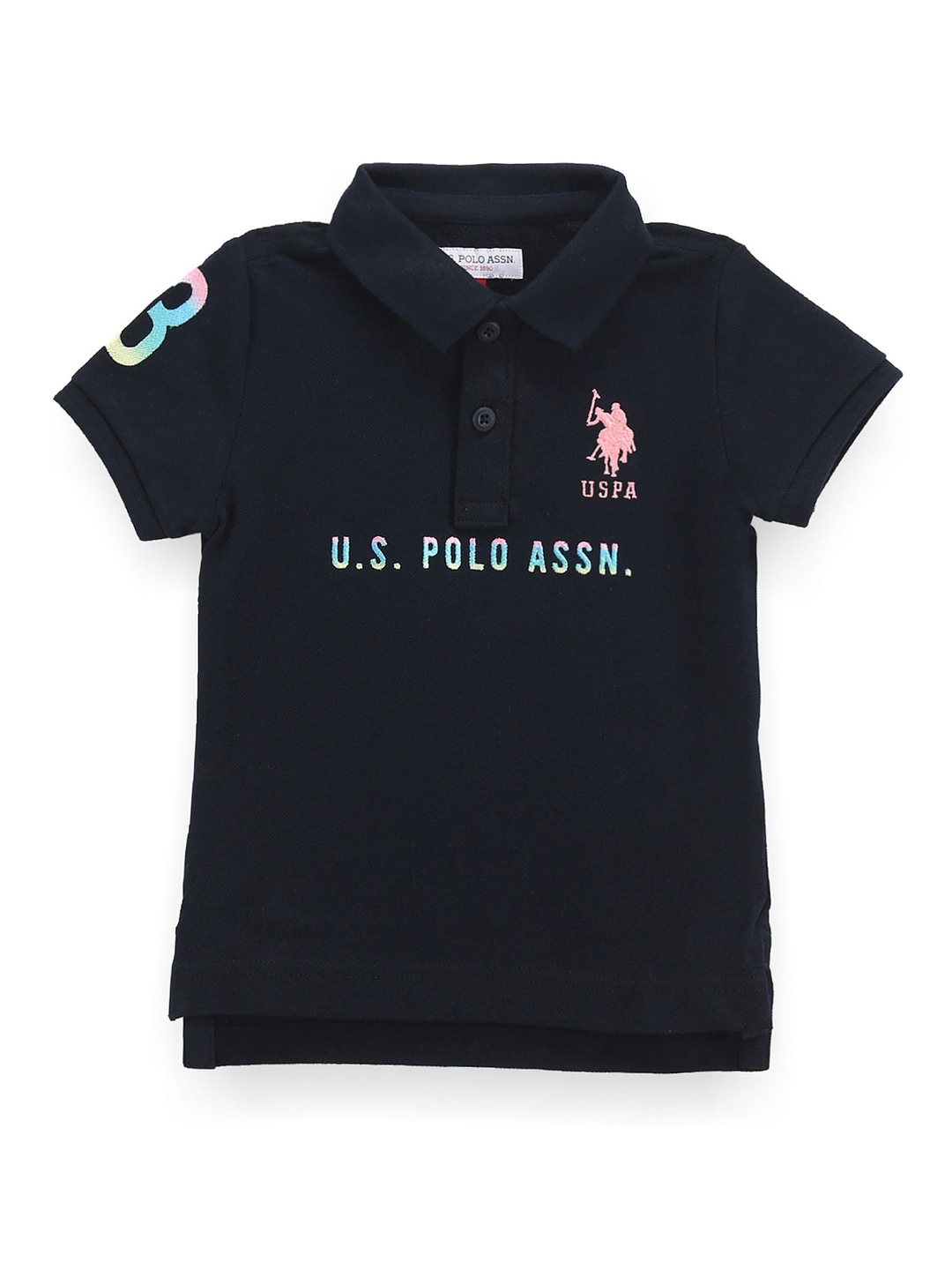 

U.S. Polo Assn. Kids Boys Embroidered Detail Polo Collar Pure Cotton T-shirt, Navy blue