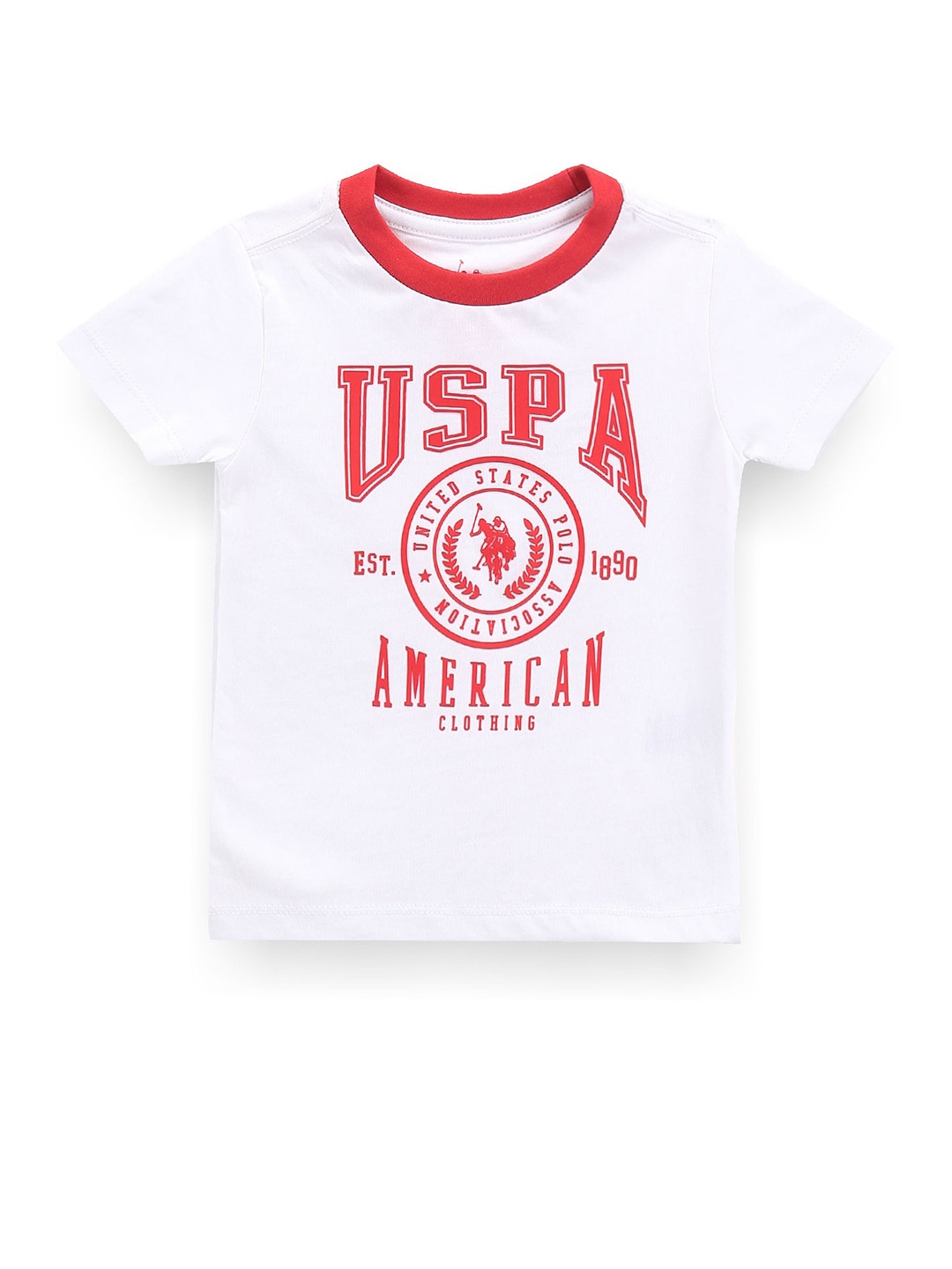 U.S. Polo Assn. Kids Boys Typography Printed T-shirt, White