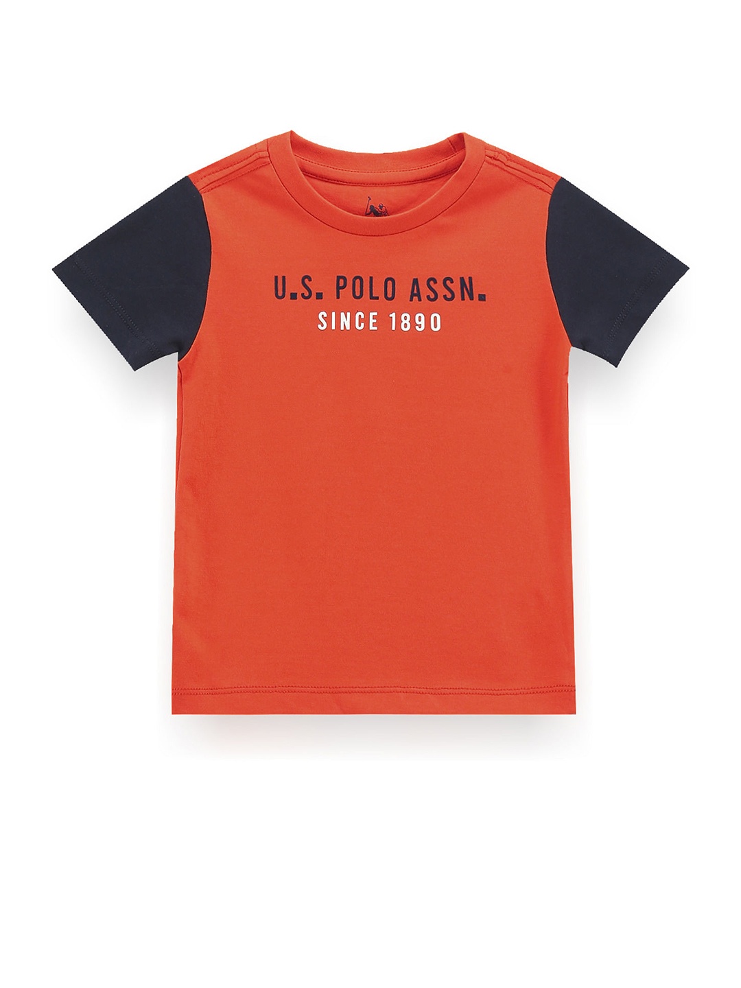 

U.S. Polo Assn. Kids Boys Typography Printed Pure Cotton T-shirt, Orange