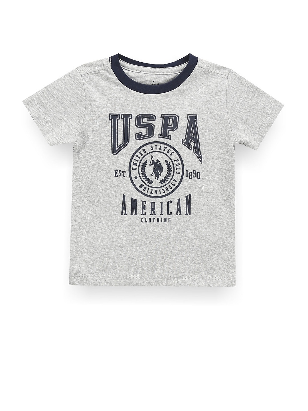 

U.S. Polo Assn. Kids Boys Typography Printed Casual T-shirt, Grey