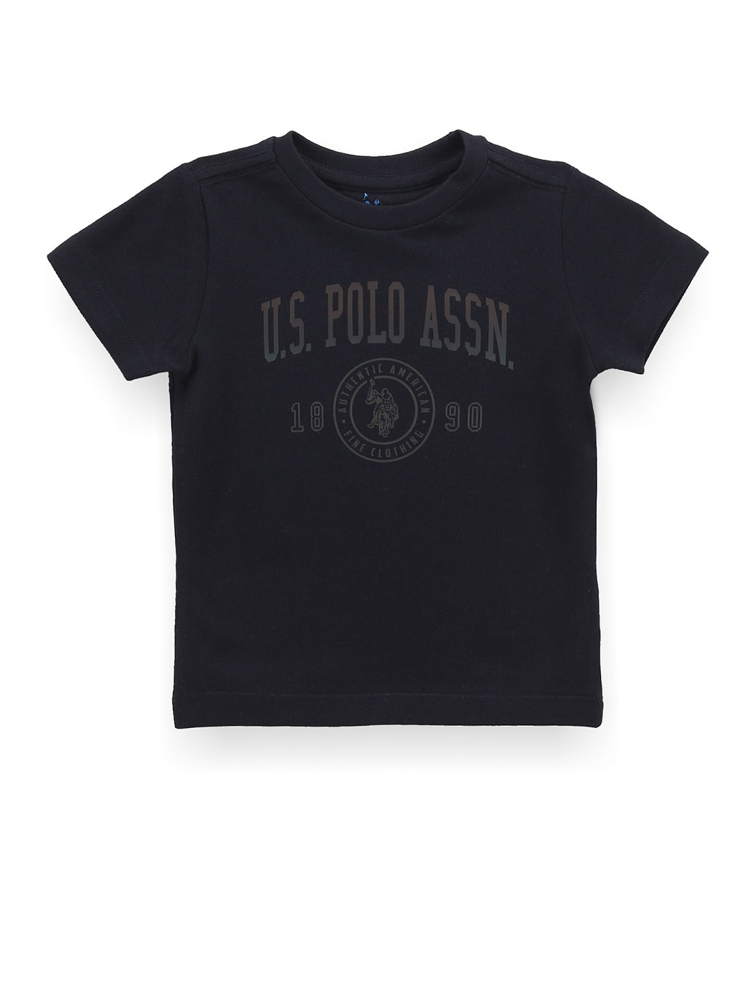U.S. Polo Assn. Kids Boys Typography Printed Pure Cotton T-shirt, Black