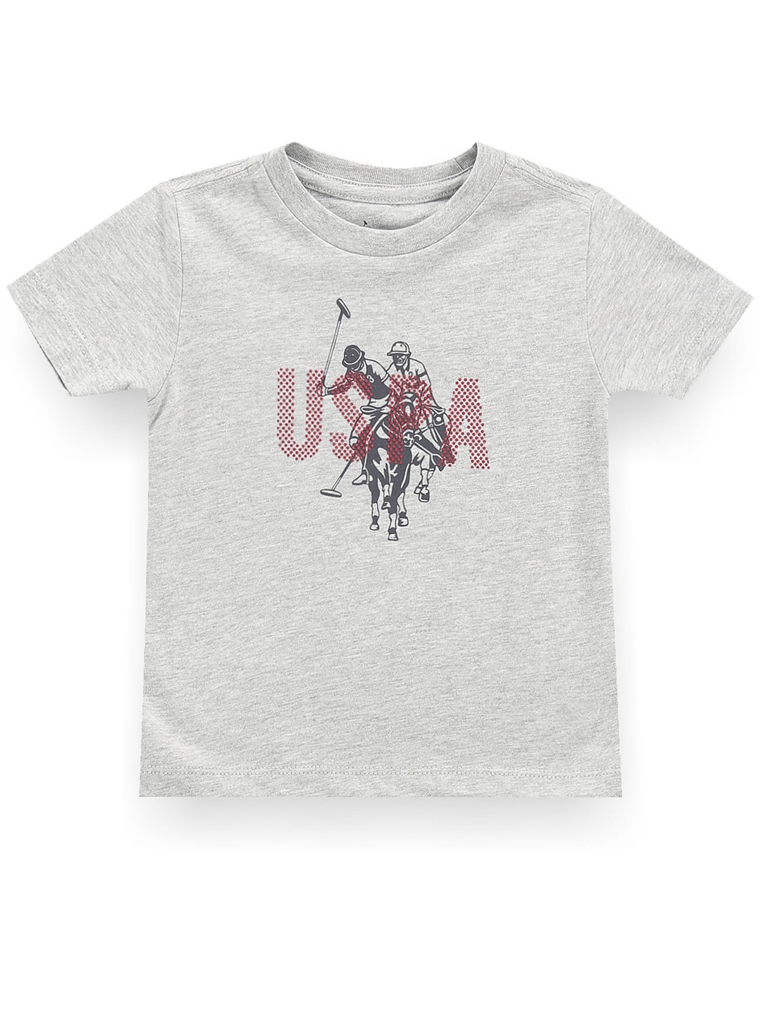 

U.S. Polo Assn. Kids Boys Brand Logo Printed Round Neck T-shirt, Grey