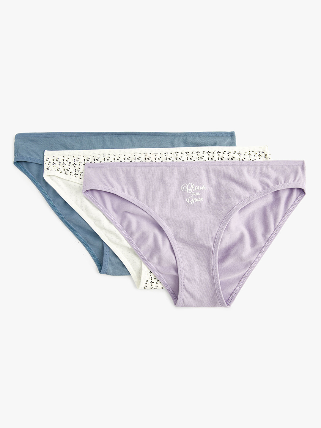 

Koton Women Pack Of 3 Printed Basic Briefs, Purple