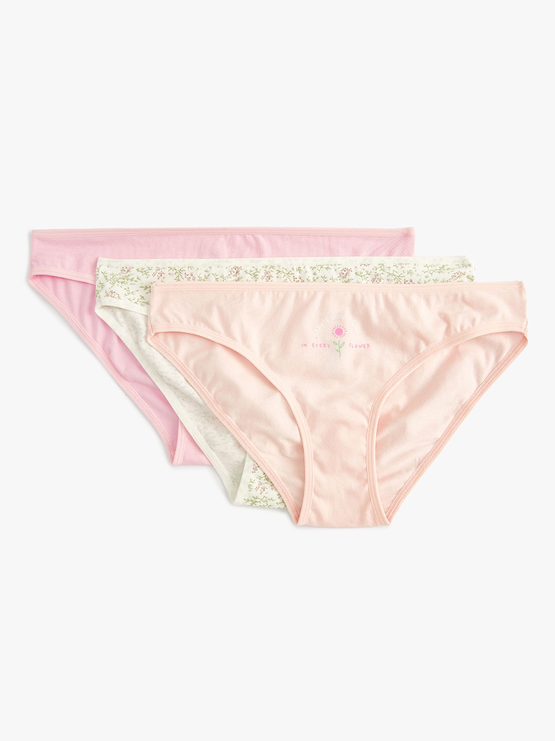 

Koton Women Pack Of 3 Mid-Rise Basic Briefs, Pink