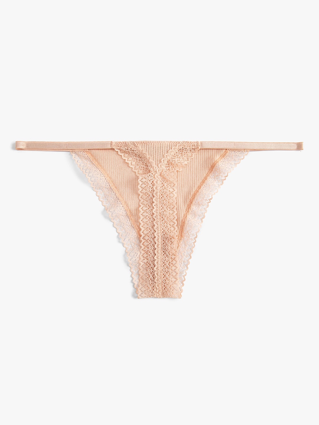 

Koton Women Self Design Mid Rise Lace Thong, Pink