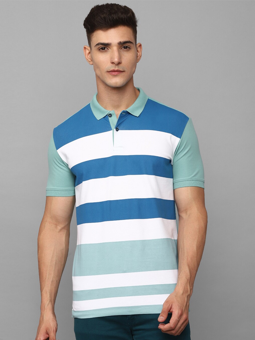 

Allen Solly Striped Polo Collar T-shirt, Blue