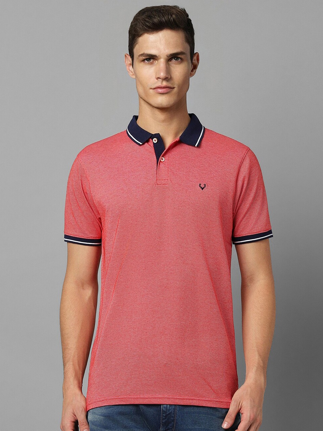 

Allen Solly Solid Polo Collar T-shirt, Pink