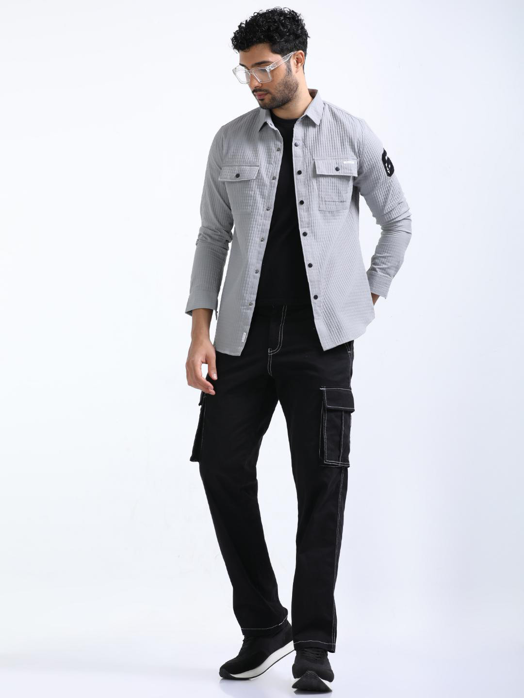 

FLY 69 Premium Slim Fit Casual Shirt, Grey