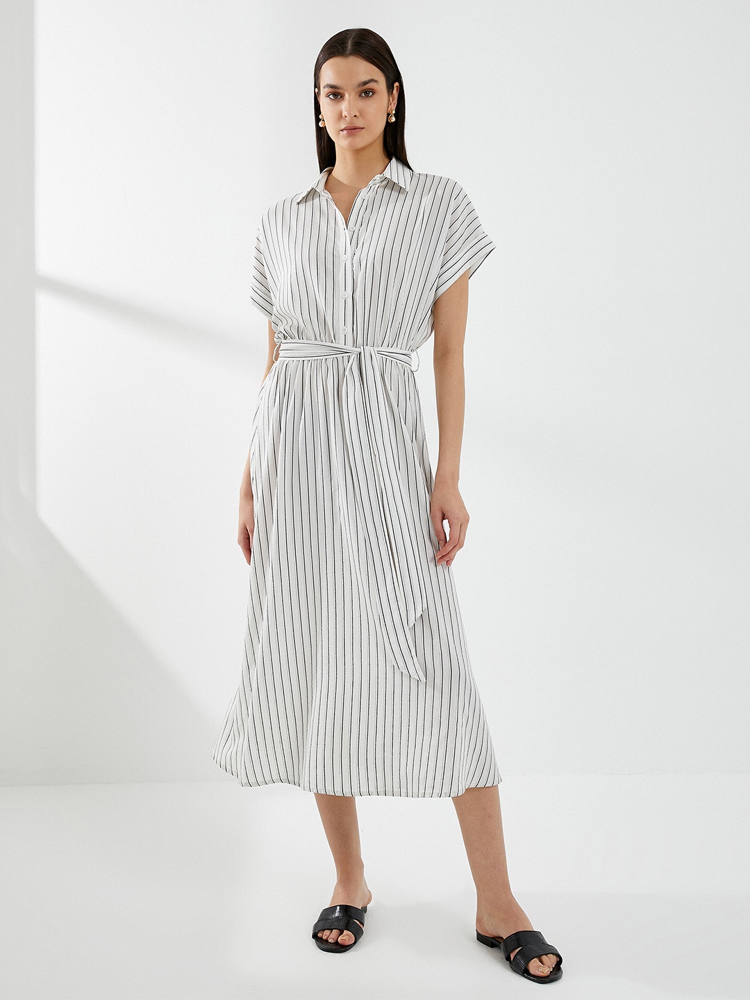 

Koton Striped Shirt Midi Dress, Blue