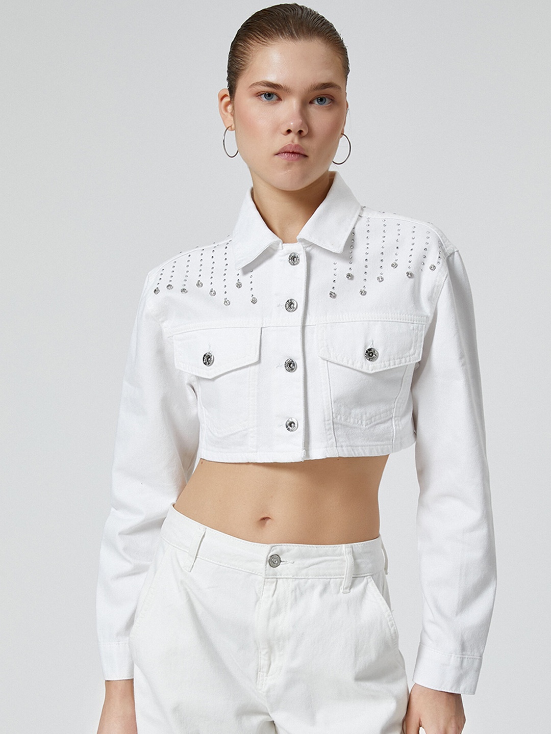 

Koton Women Crop Tailored Jacket, White