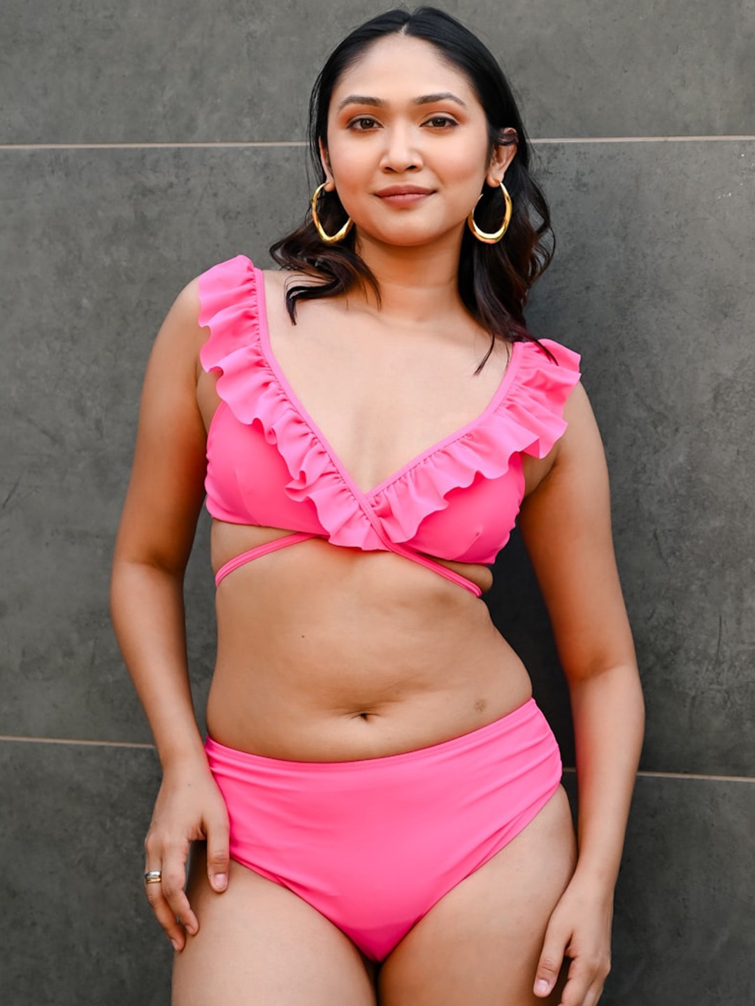

FancyPants Self Design Berry Punch Bikini Set, Pink
