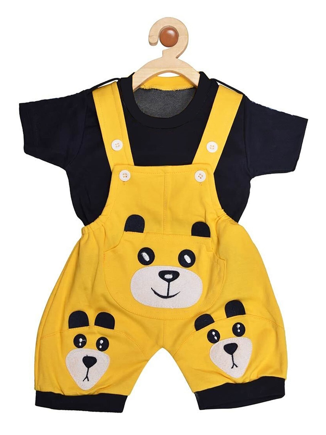 

BAESD Infants Printed Pure Cotton Dungaree With T-Shirt, Yellow