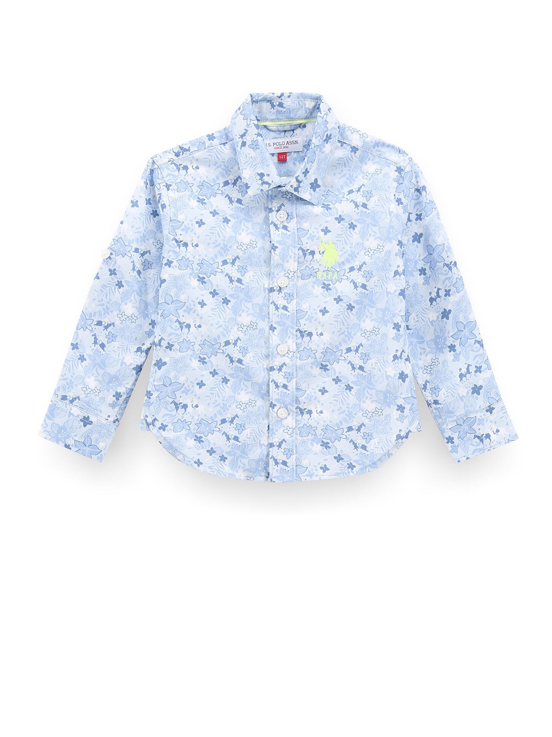 

U.S. Polo Assn. Kids Boys Classic Floral Printed Pure Cotton Casual Shirt, Blue