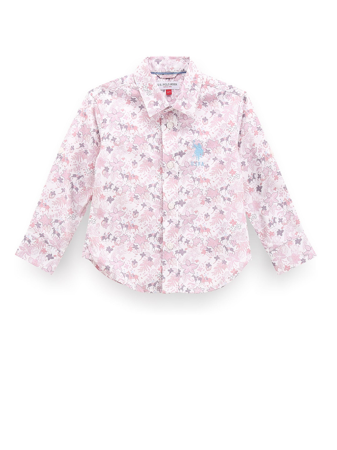 

U.S. Polo Assn. Kids Boys Classic Floral Printed Twill Pure Cotton Casual Shirt, White