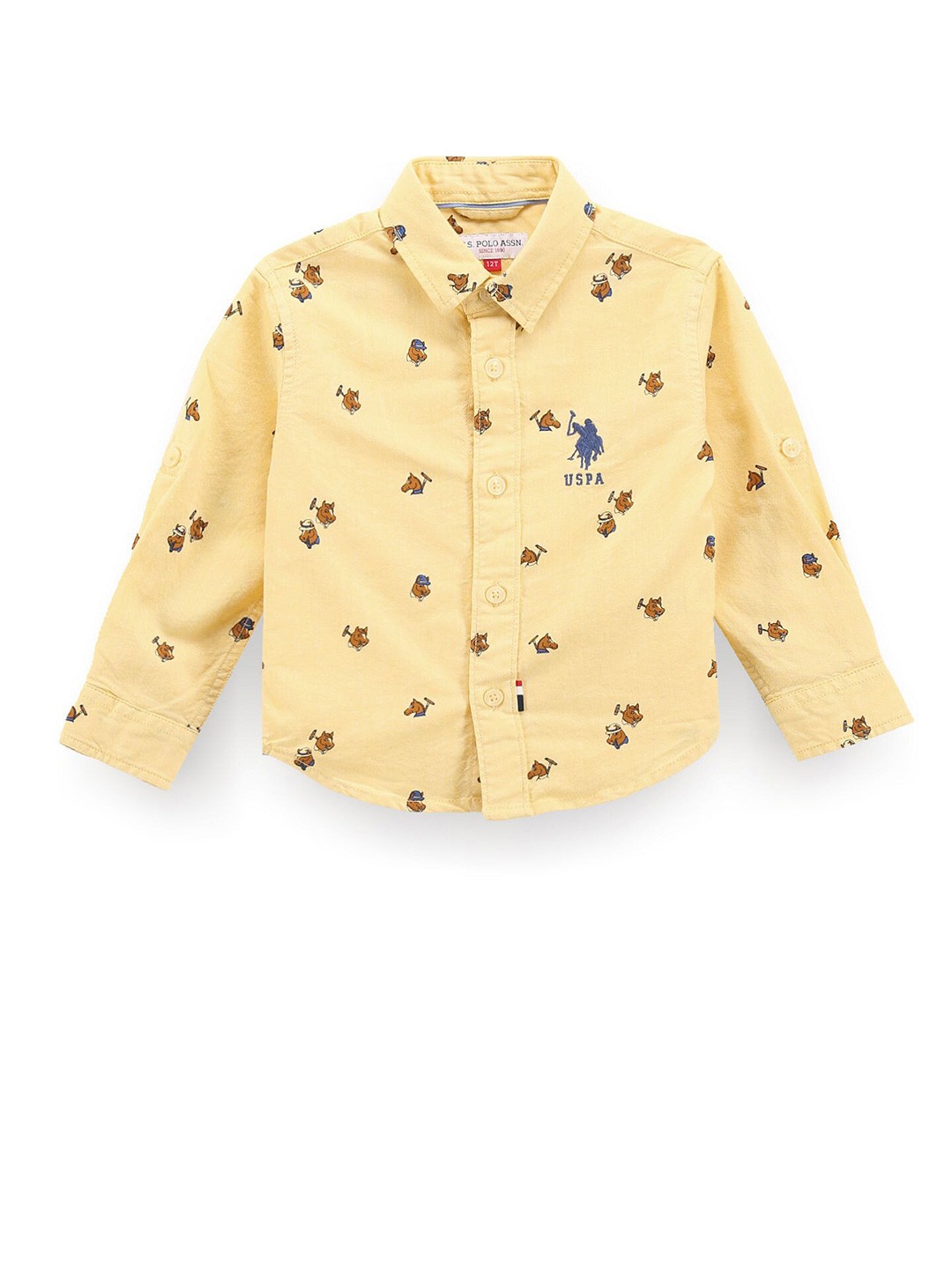 

U.S. Polo Assn. Kids Boys Classic Fit Conversational Printed Pure Cotton Oxford Shirt, Yellow