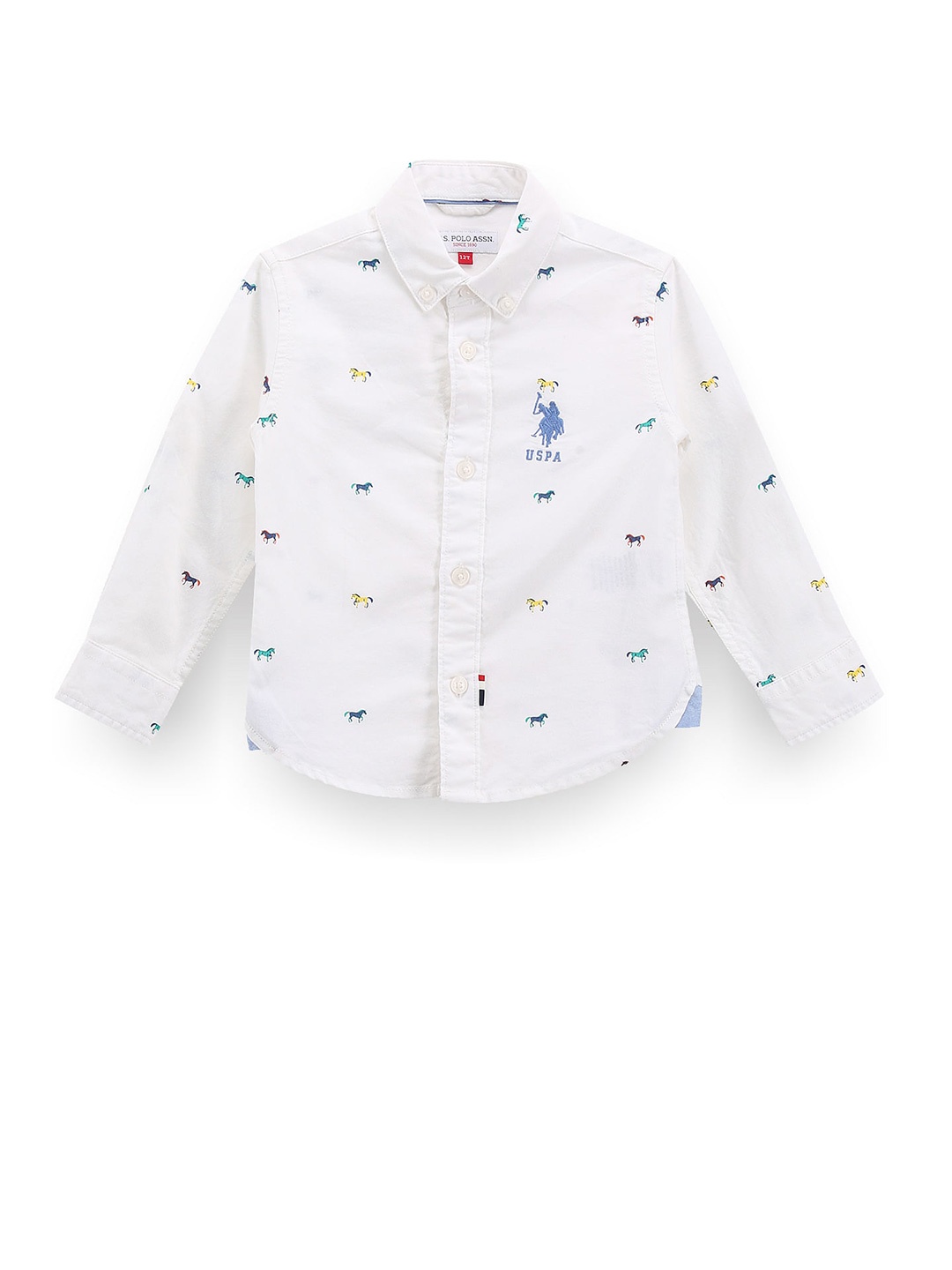 

U.S. Polo Assn. Kids Boys Classic Conversational Printed Oxford Cotton Casual Shirt, White