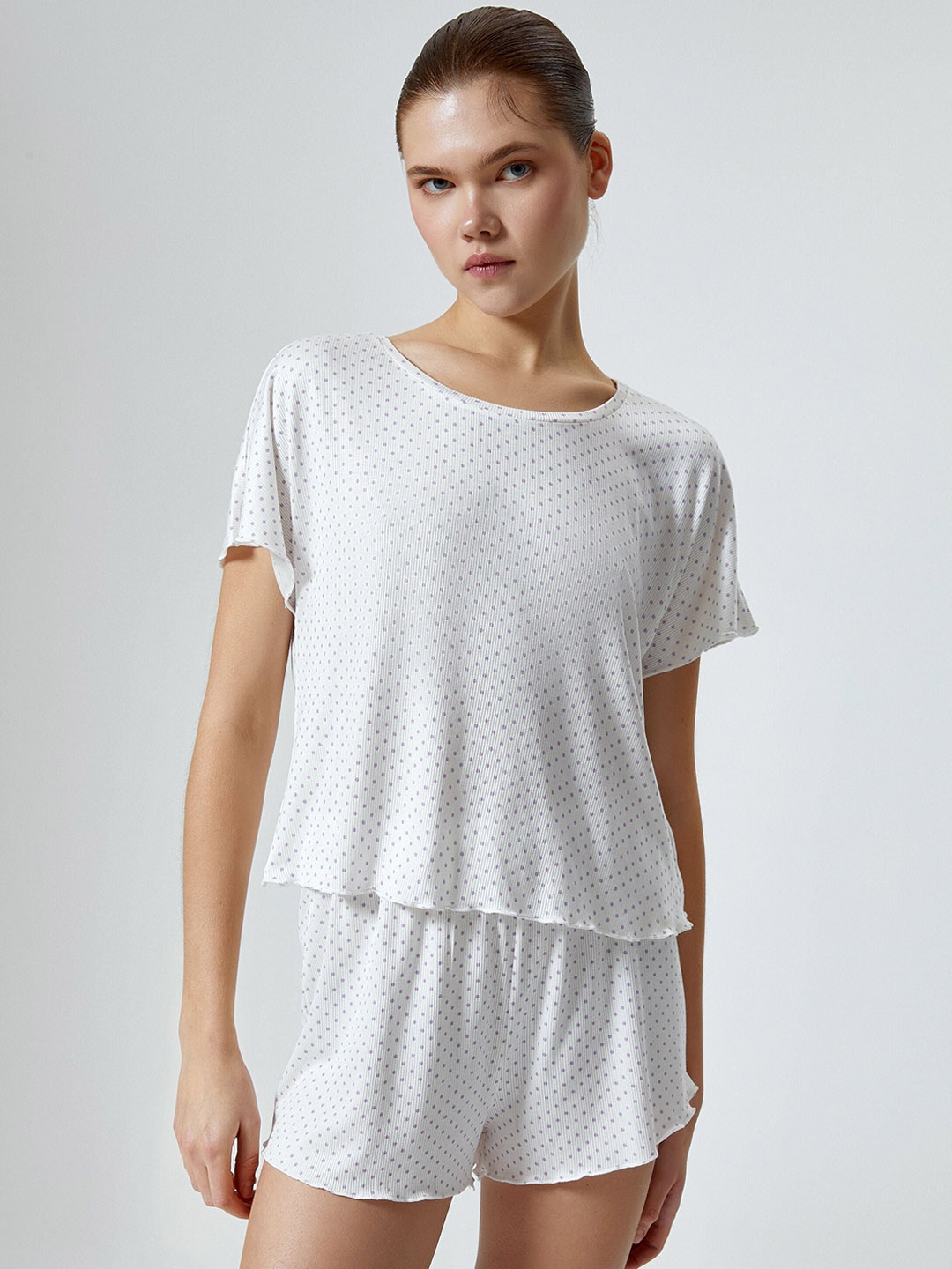 

Koton Short Sleeves Night Suit, White