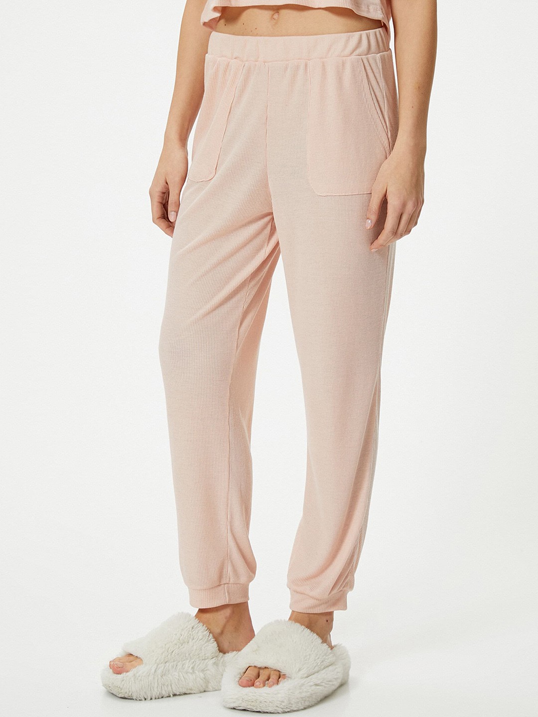 

Koton Striped Short Sleeves Crop Night Suit, Pink