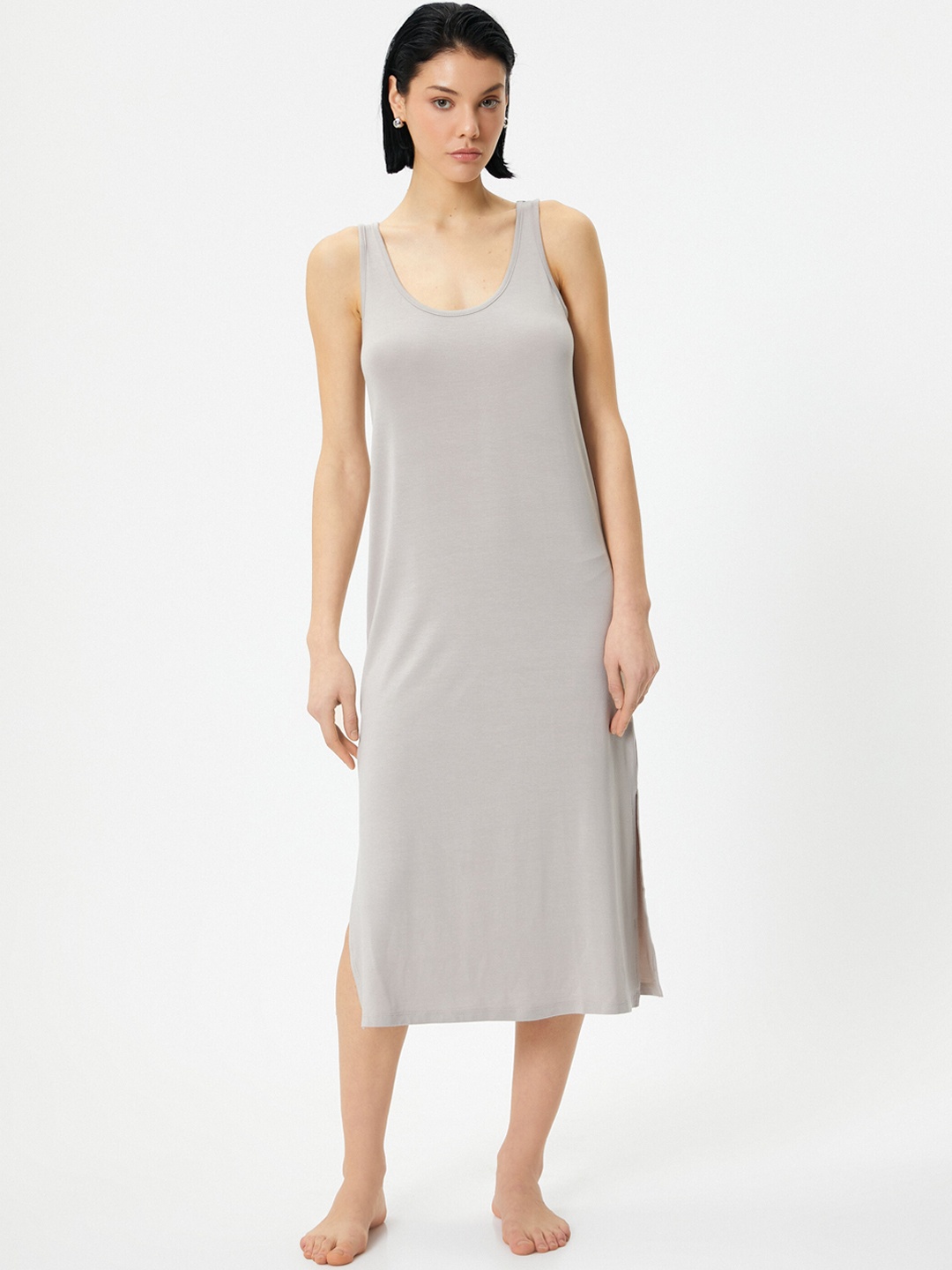 

Koton Round Neck Sleeveless Nightdress, Grey
