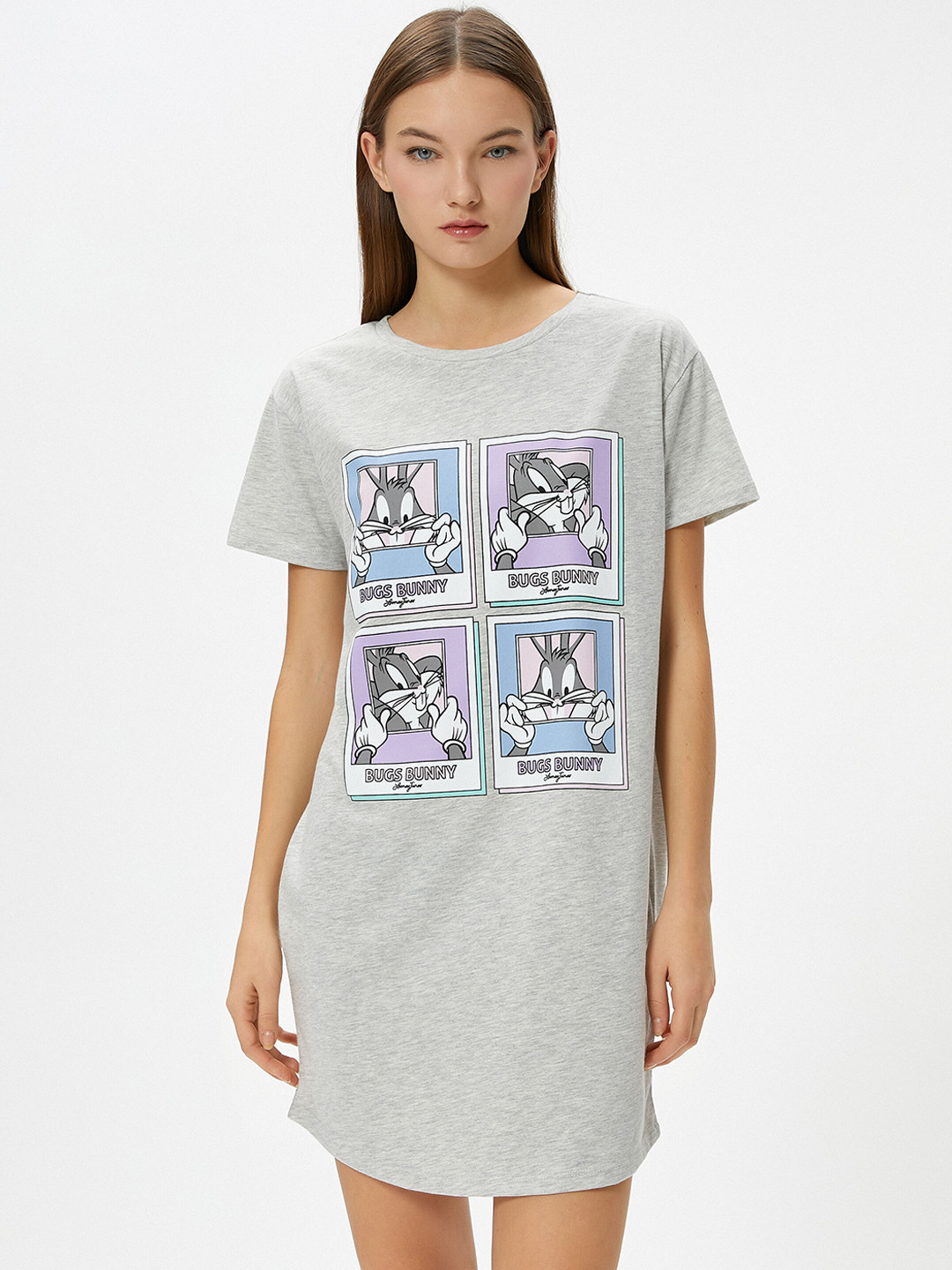 

Koton Bugs Bunnys Printed T-shirt Nightdress, Grey