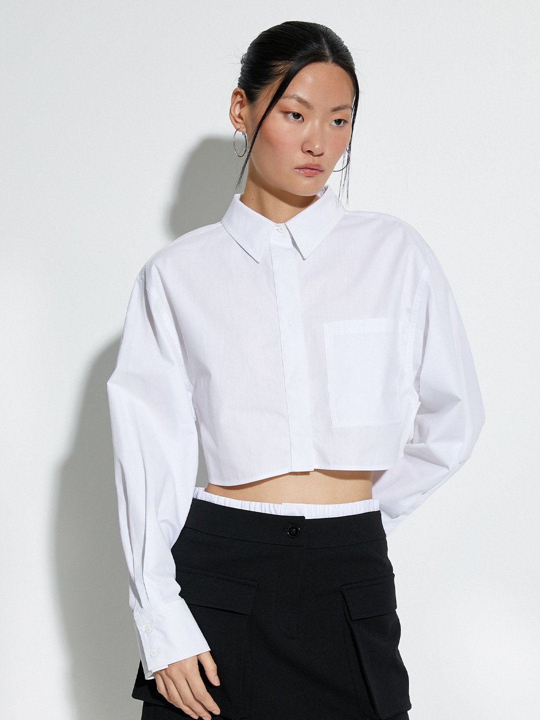 

Koton Spread Collar Casual Crop Shirt, White