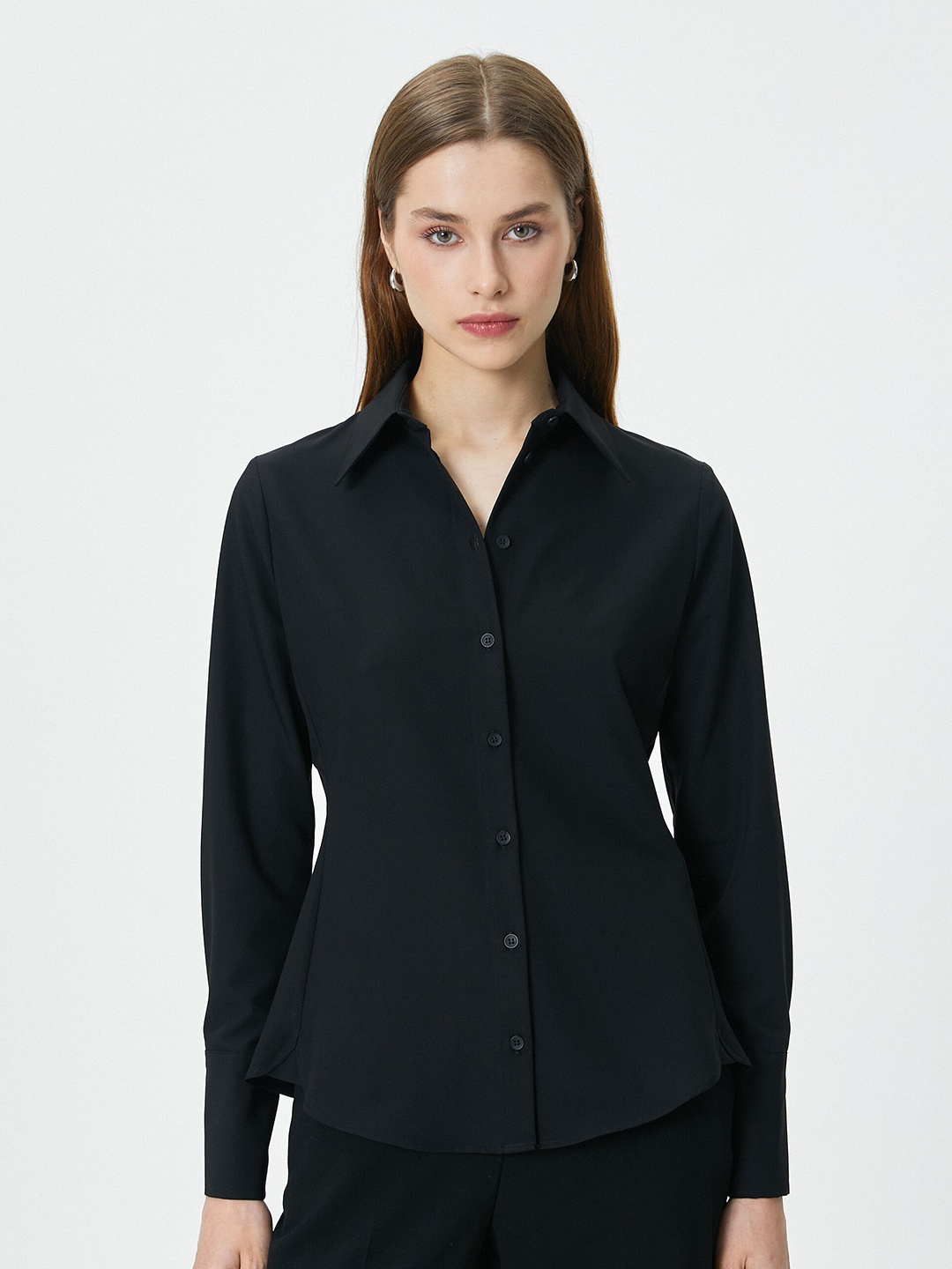 

Koton Spread Collar Slim Fit Casual Shirt, Black