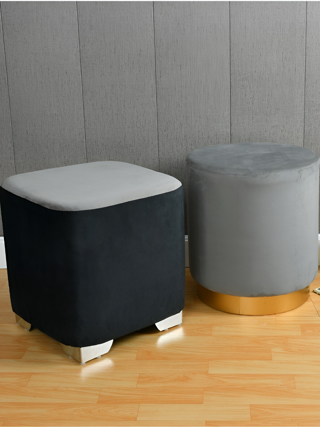 

Shadowkart Black & Grey Wooden Square Ottoman