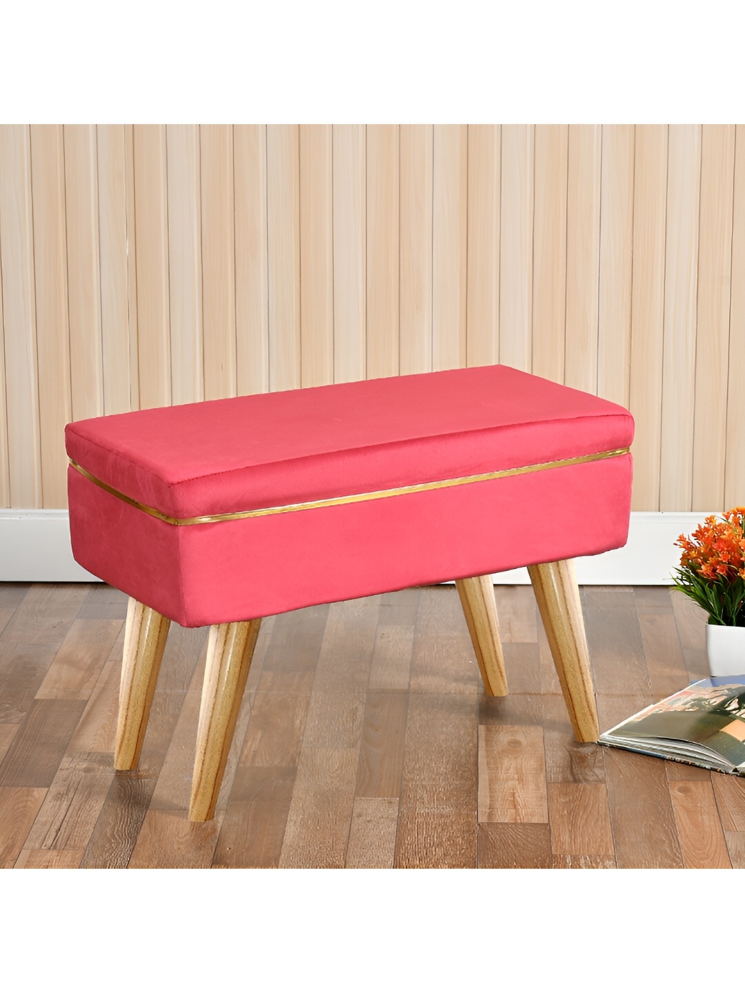 

Shadowkart Pink Round Wood Ottoman