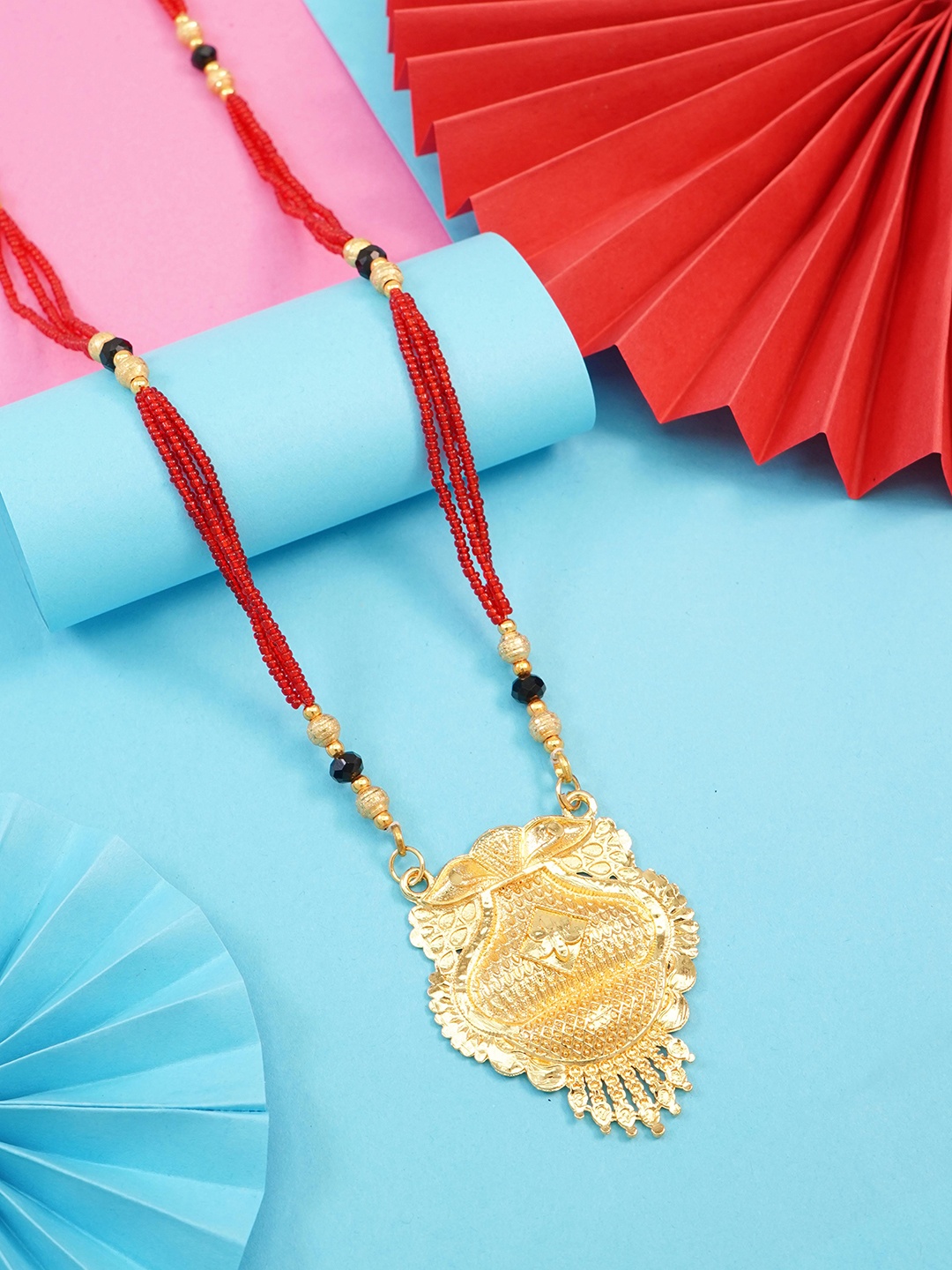 

Ramdev Art Fashion Jwellery Gold-Plated Artificial Stones and Beads Mangalsutra