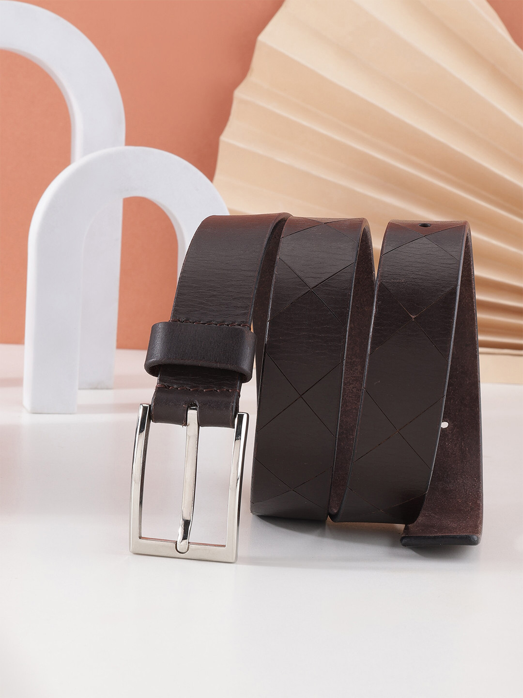 

Aditi Wasan Women Textured Leather Formal Belt, Brown