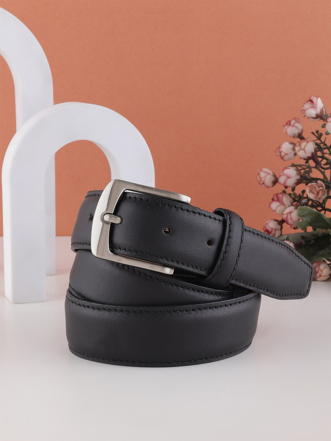 

Aditi Wasan Men Leather Formal Belt, Black
