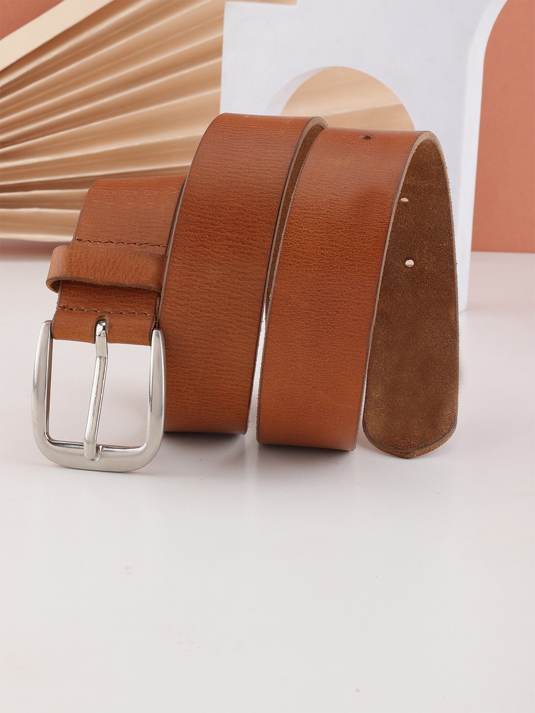 

Aditi Wasan Men Textured Leather Belt, Tan