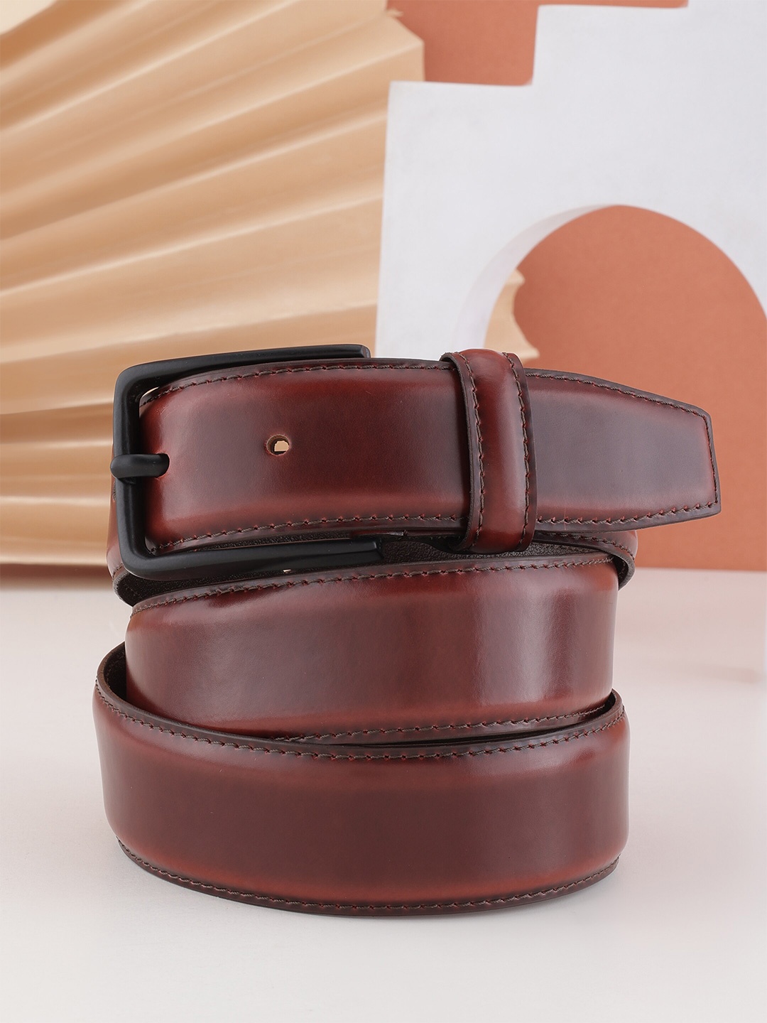 

Aditi Wasan Men Leather Formal Belt, Maroon