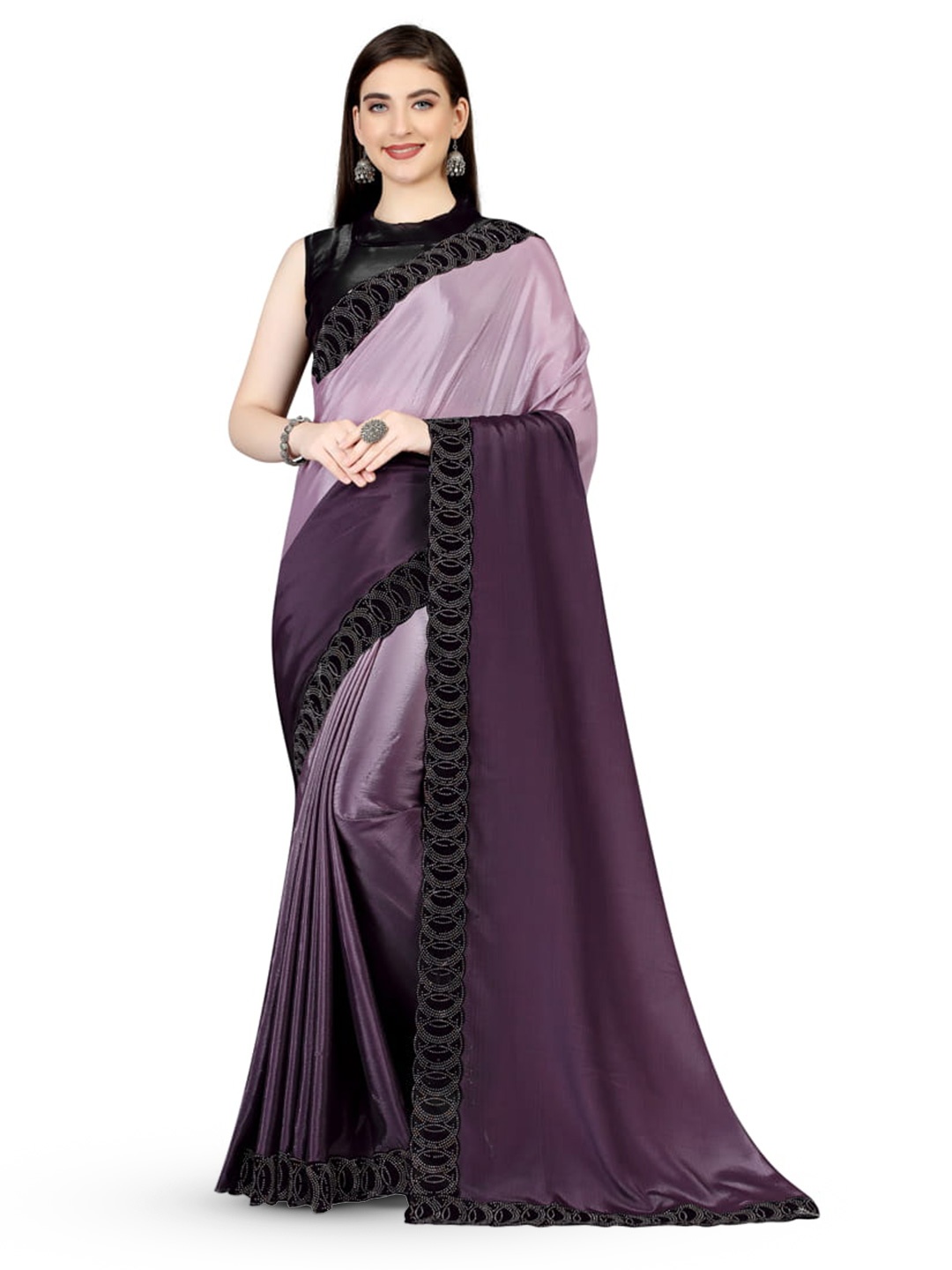 

Marabout Ombre Beads and Stones Paithani Saree, Purple