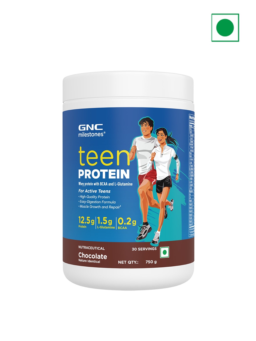 

GNC Milestones Teen Protein Powder For Active Teens - Chocolate - 750g, Navy blue