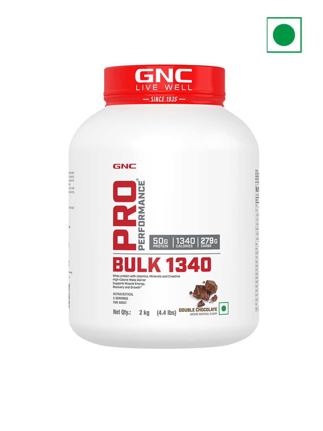 

GNC Pro Performance Bulk 1340 Powder Double Chocolate - 2Kg, Red