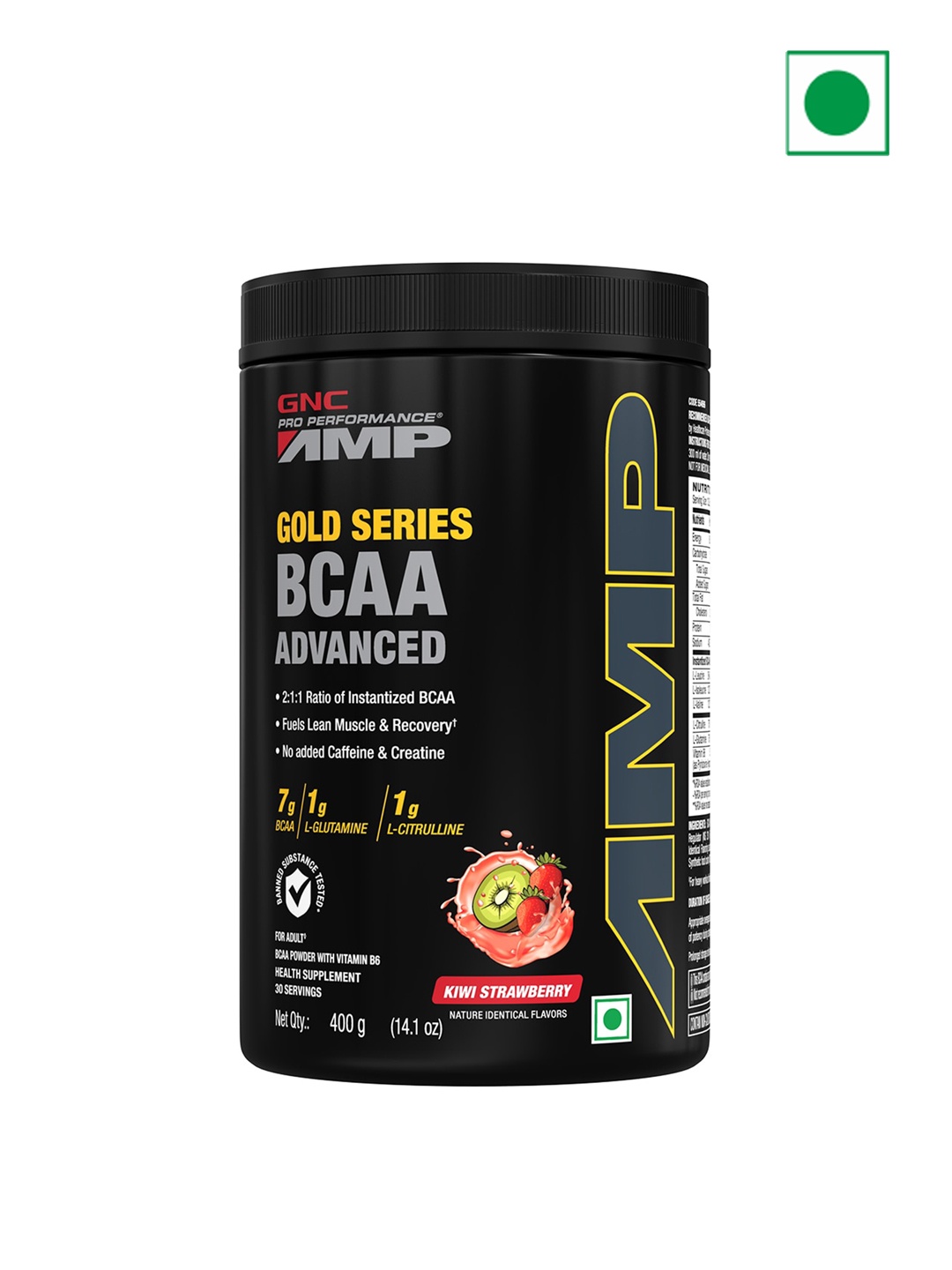 

GNC AMP Gold Series BCAA Advanced Powder - Kiwi Strawberry - 400g, Black