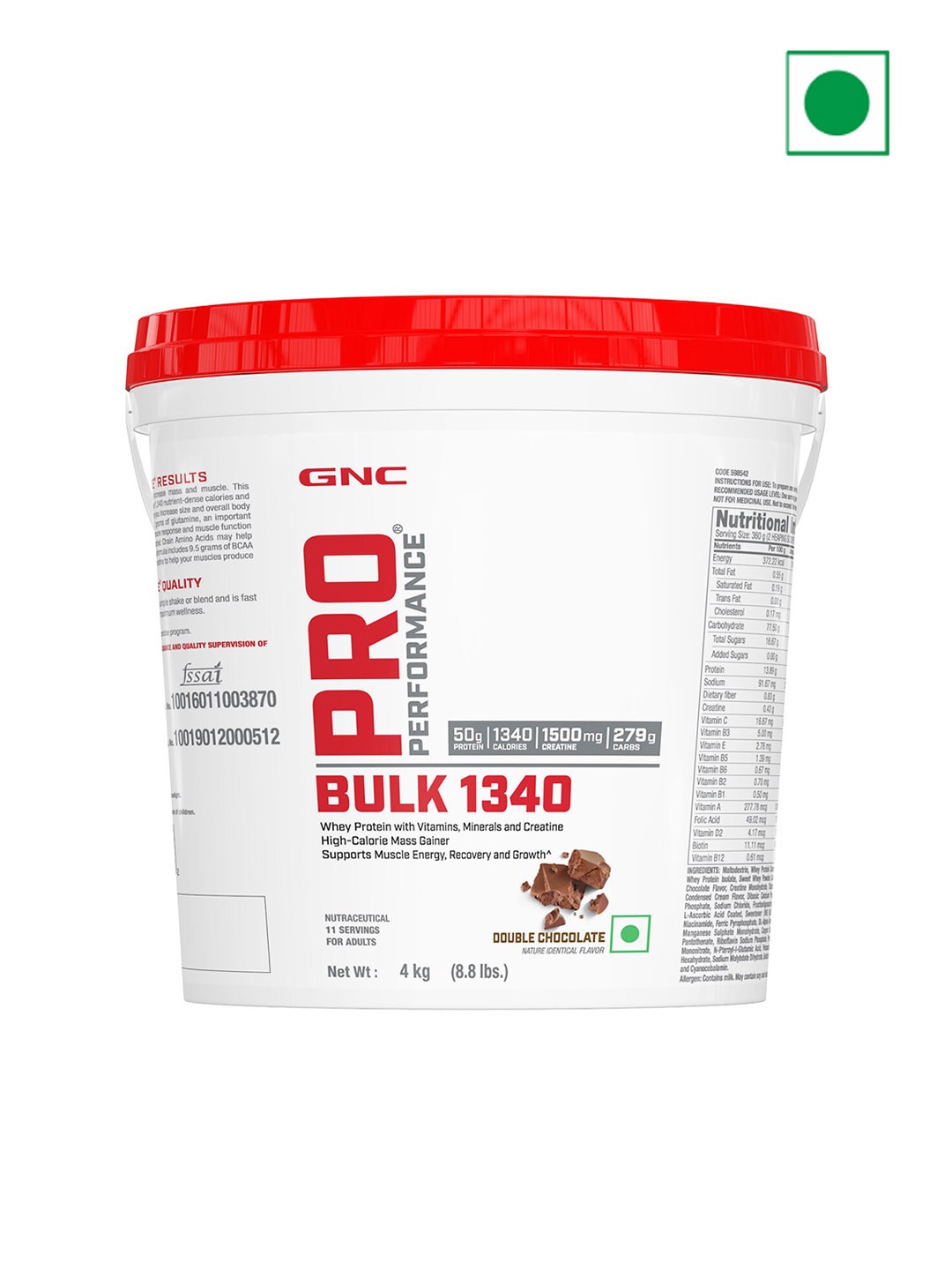 

GNC Pro Performance Bulk 1340 Powder - Double Chocolate - 4Kg, Red