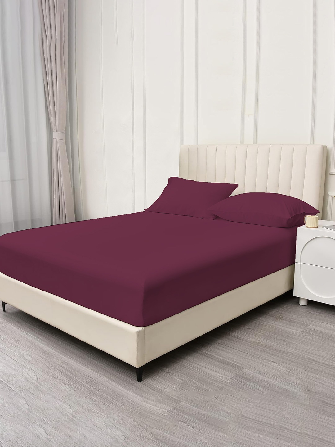 

Trance Home Linen Purple 400 TC Cotton Single Bedsheet with 1 Pillow Covers