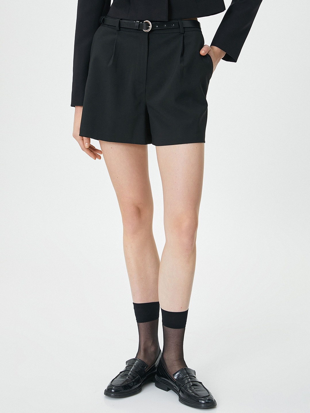 

Koton Women High-Rise Shorts, Black