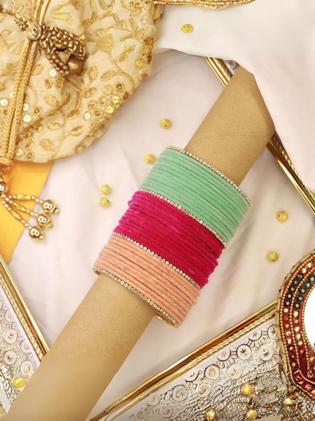 

I Jewels Set Of 48 Velvet Bangle, Pink