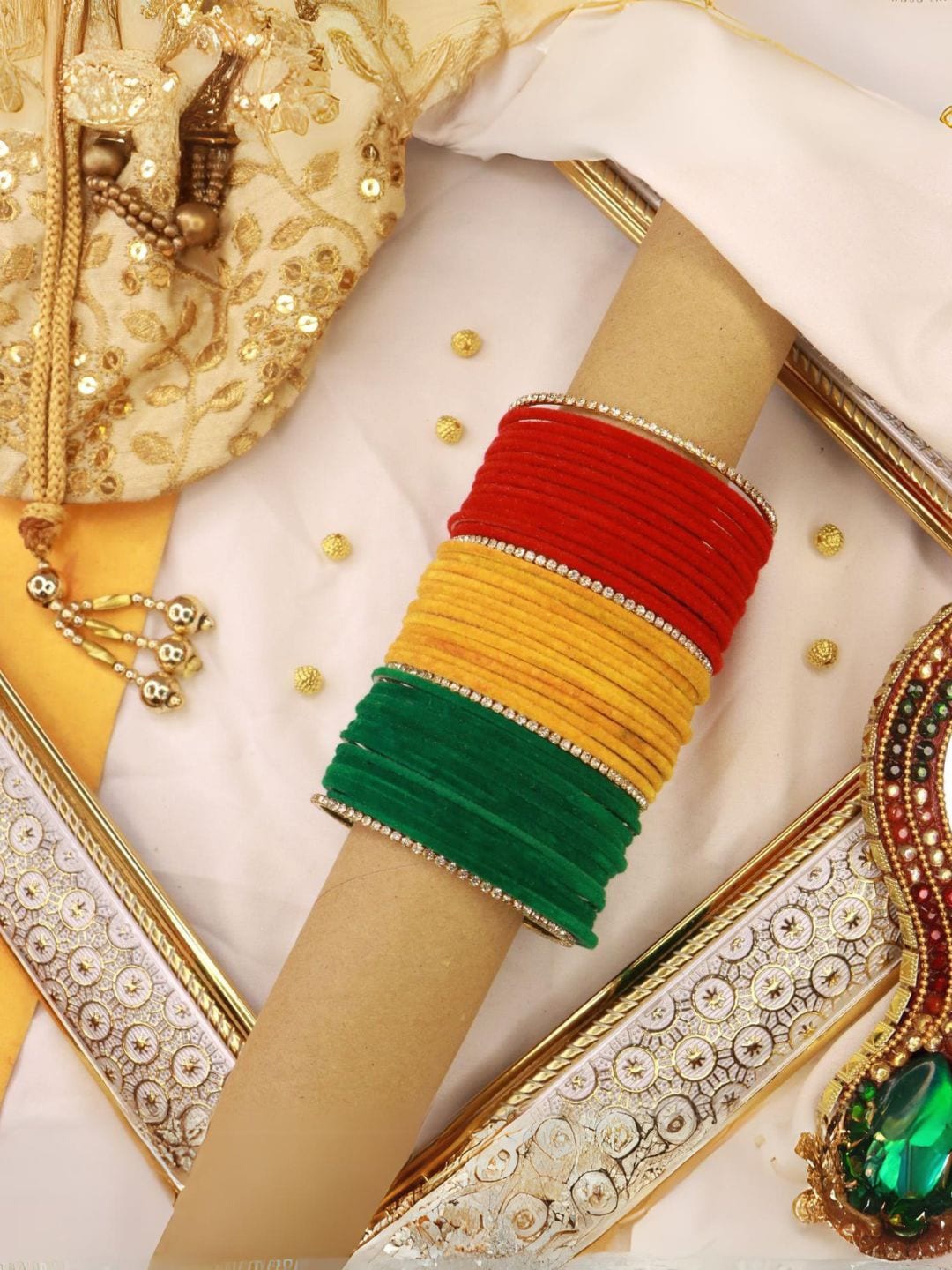 

I Jewels Set Of 48 Velvet Bangle, Red