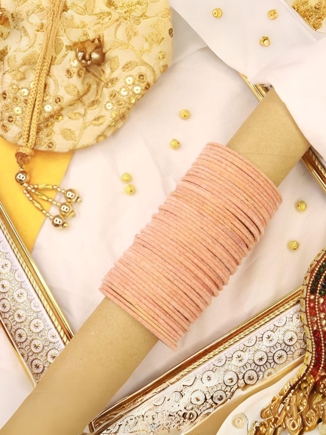 

I Jewels Set Of 48 Velvet Bangle, Peach