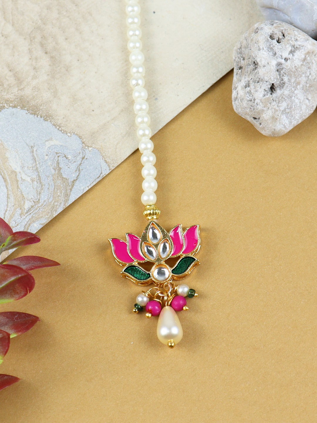 

Asthetika Kids Girls Kundan Studded Maang Tikka Head Jewellery, Gold