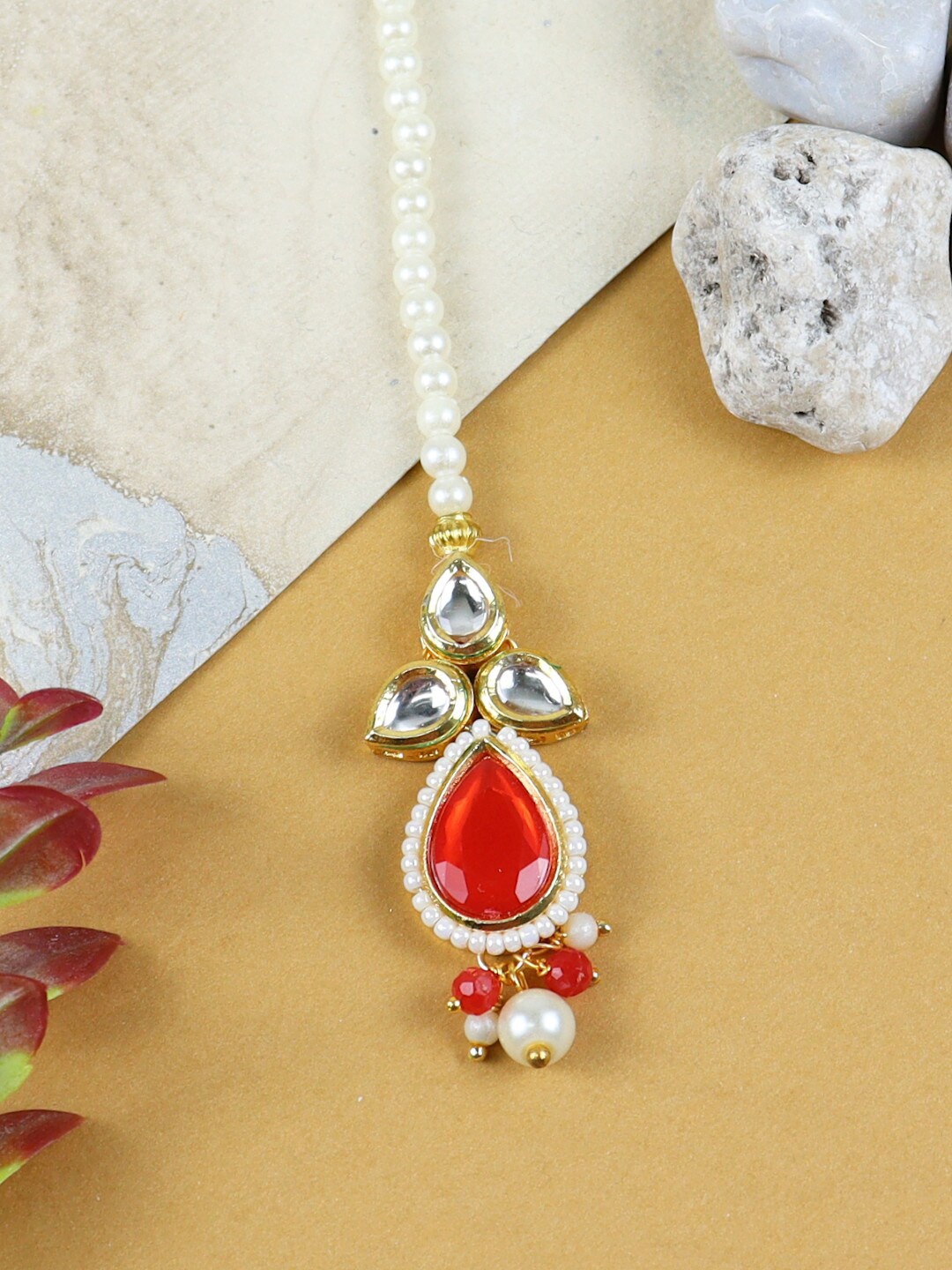 

Asthetika Kids Girls Kundan Studded Maang Tikka Head Jewellery, Gold