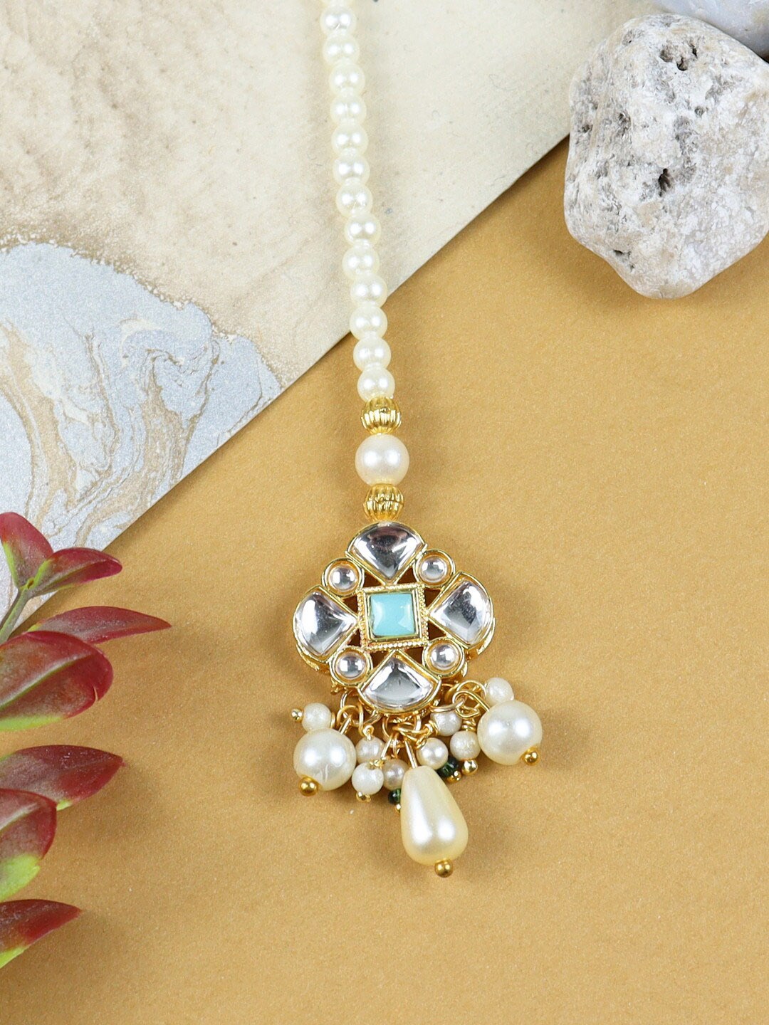 

Asthetika Kids Girls Kundan Studded Maang Tikka Head Jewellery, Gold