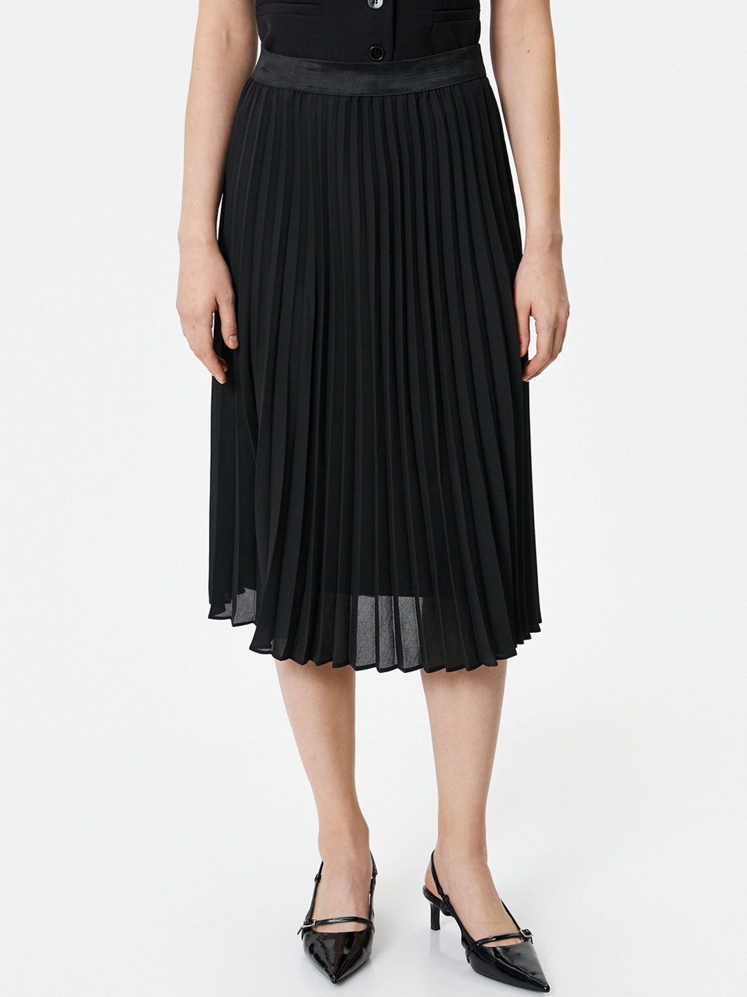 

Koton Pleated Midi Skirt, Black